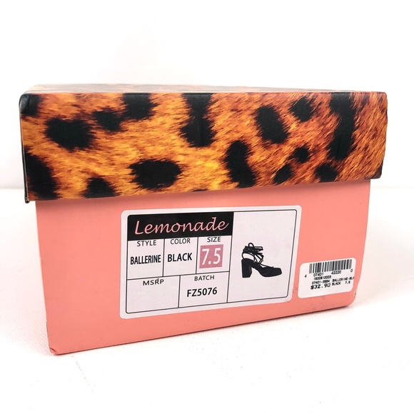 NIB Lemonade ‘Ballerine’ Knotted Strappy Square Toe Block Heel - Picture 13 of 16